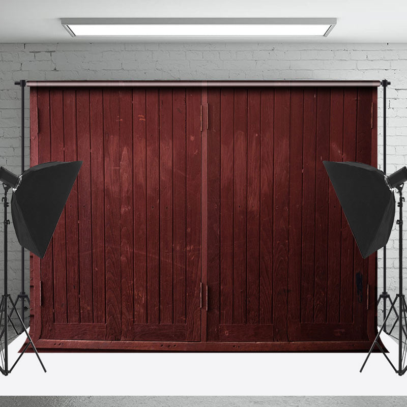 Lofaris Vintage Claret Wooden Door Photography Cloth Backdrop