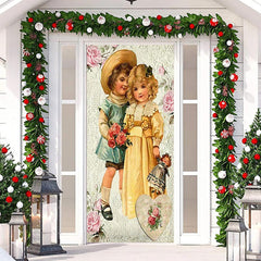 Lofaris Vintage Couple Kits Rose Valentines Day Door Cover