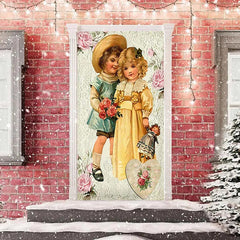 Lofaris Vintage Couple Kits Rose Valentines Day Door Cover