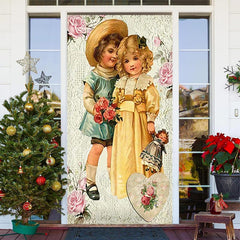 Lofaris Vintage Couple Kits Rose Valentines Day Door Cover