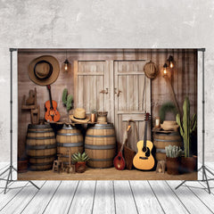 Lofaris Vintage Cowboy Wood Barrel Barn Door Photo Backdrop