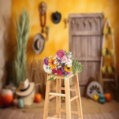 Lofaris Vintage Cowboy Wood Door Photography Backdrop