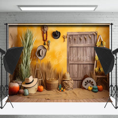 Lofaris Vintage Cowboy Wood Door Photography Backdrop