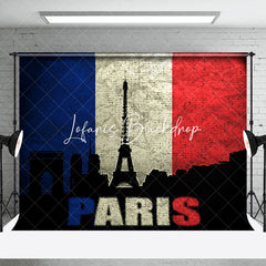 Lofaris Vintage Dark French Flag Eiffel Tower Paris Backdrop