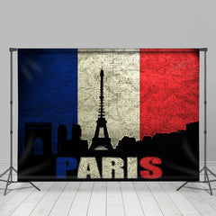 Lofaris Vintage Dark French Flag Eiffel Tower Paris Backdrop