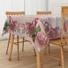 Lofaris Vintage Dust Pink Wood Rectangle Tablecloth for Bistro