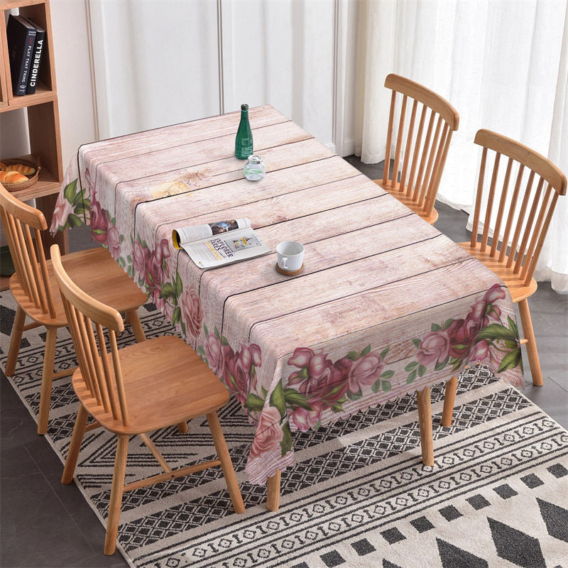 Lofaris Vintage Dust Pink Wood Rectangle Tablecloth for Bistro