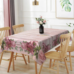 Lofaris Vintage Dust Pink Wood Rectangle Tablecloth for Bistro