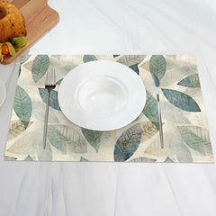 Lofaris Vintage Faded Plant Leaves Dining Set Of 4 Placemats