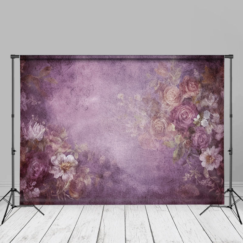 Lofaris Vintage Floral Dark Blue Fine Art Photo Booth Backdrop