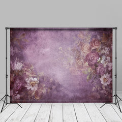 Lofaris Vintage Floral Dark Blue Fine Art Photo Booth Backdrop