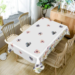 Lofaris Vintage Flowers White Botanical Rectangle Tablecloth