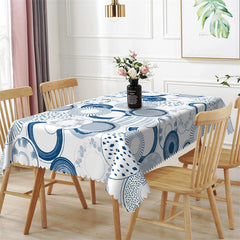 Lofaris Vintage Geometric Diagonal Blue White Tablecloth