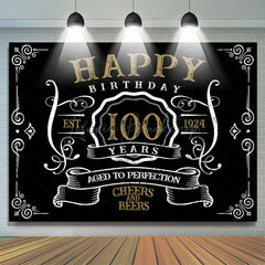 Lofaris Vintage Gold Black Perfection 100th Birthday Backdrop