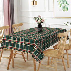 Lofaris Vintage Green Line Plaid Christmas Dining Tablecloth