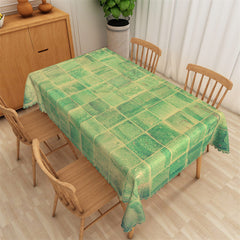 Lofaris Vintage Green Square Block Rectangle Tablecloth