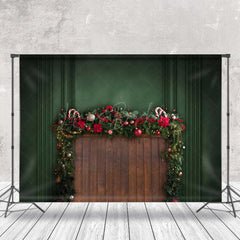 Lofaris Vintage Green Wall Leaves Bell Christmas Backdrop