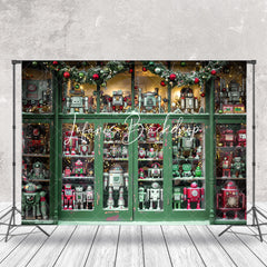 Lofaris Vintage Green Window Toy Christmas Photo Backdrop