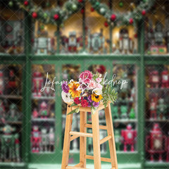 Lofaris Vintage Green Window Toy Christmas Photo Backdrop