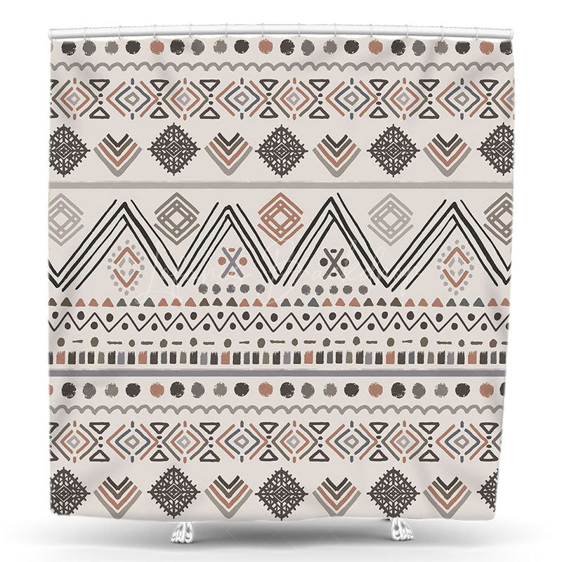 Lofaris Vintage Grey Tribal Patterns Abstract Shower Curtain