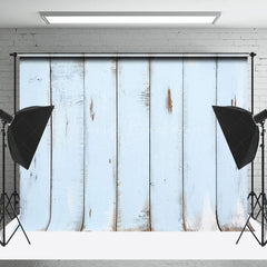 Lofaris Vintage Light Blue Vertical Stripe Wood Backdrop