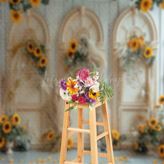 Lofaris Vintage Luxury Wall Sunflower Wedding Photo Backdrop