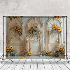 Lofaris Vintage Luxury Wall Sunflower Wedding Photo Backdrop