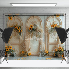 Lofaris Vintage Luxury Wall Sunflower Wedding Photo Backdrop