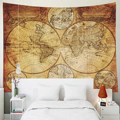 Lofaris Vintage Middle Ages Style Parse World Map Tapestry