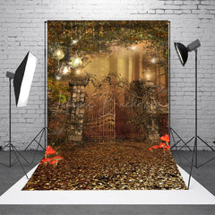 Lofaris Vintage Mossy Door Plant Autumn Photography Backdrop