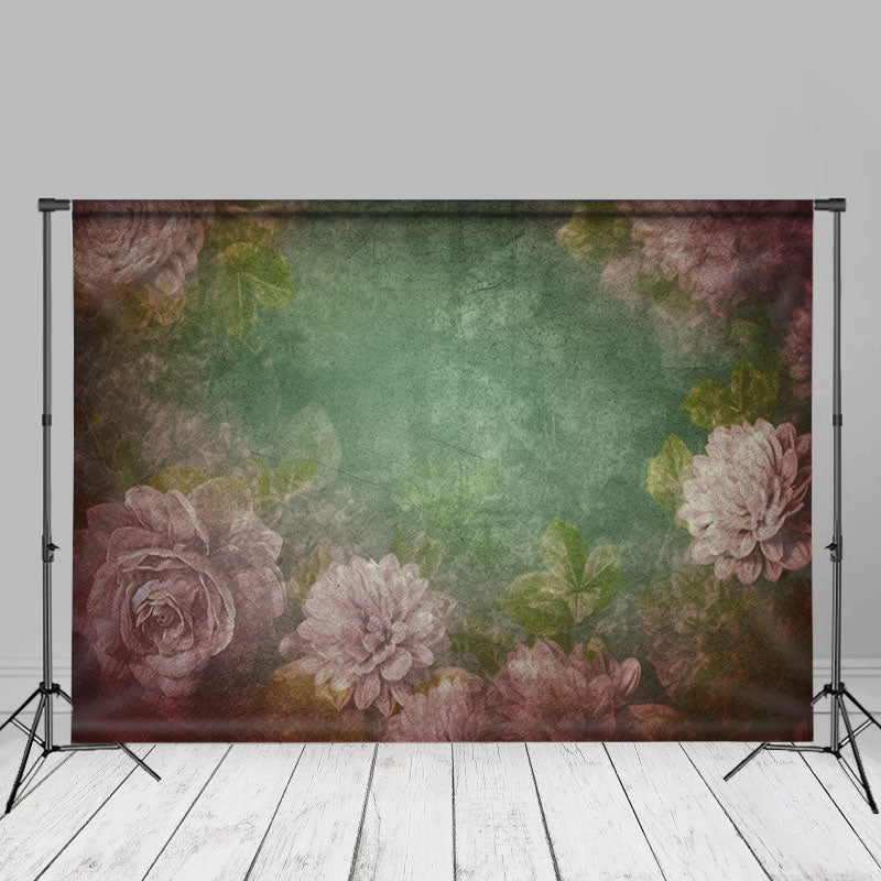 Lofaris Vintage Pink Floral Green Abstarct Fine Art Backdrop