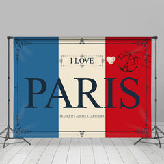 Lofaris Vintage Postcard French Flag I Love Paris Backdrop