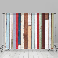 Lofaris Vintage Rainbow Stripe Plank Photo Booth Backdrop