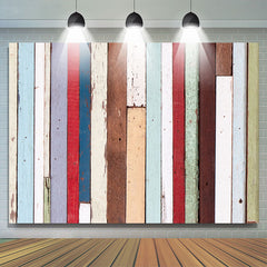 Lofaris Vintage Rainbow Stripe Plank Photo Booth Backdrop