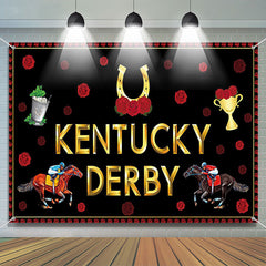 Lofaris Vintage Red Black Kentucky Derby Party Backdrop