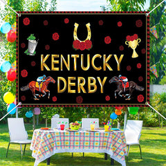 Lofaris Vintage Red Black Kentucky Derby Party Backdrop