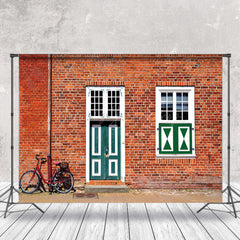 Lofaris Vintage Red Brick Wall Door Bike Backdrop For Photo