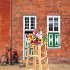 Lofaris Vintage Red Brick Wall Door Bike Backdrop For Photo