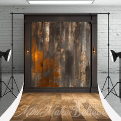 Lofaris Vintage Red Brown Wood Wall Floor Sweep Backdrop