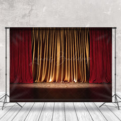 Lofaris Vintage Red Gold Curtain Stage Backdrop For Photo