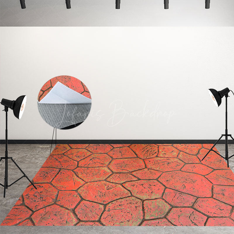 Lofaris Vintage Red Style Paint Cracked Photo Floor Backdrop