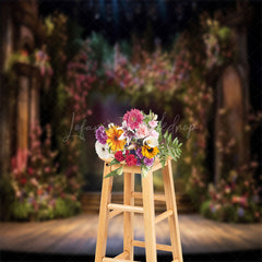 Lofaris Vintage Room Wood Stage Floral Photography Backdrop