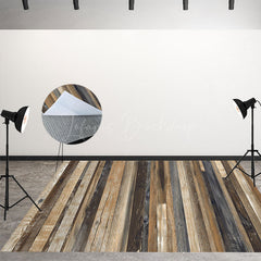 Lofaris Vintage Rustic Style Stained Wood Floor Backdrop