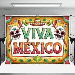 Lofaris Vintage Skull Viva Mexico Independence Day Backdrop