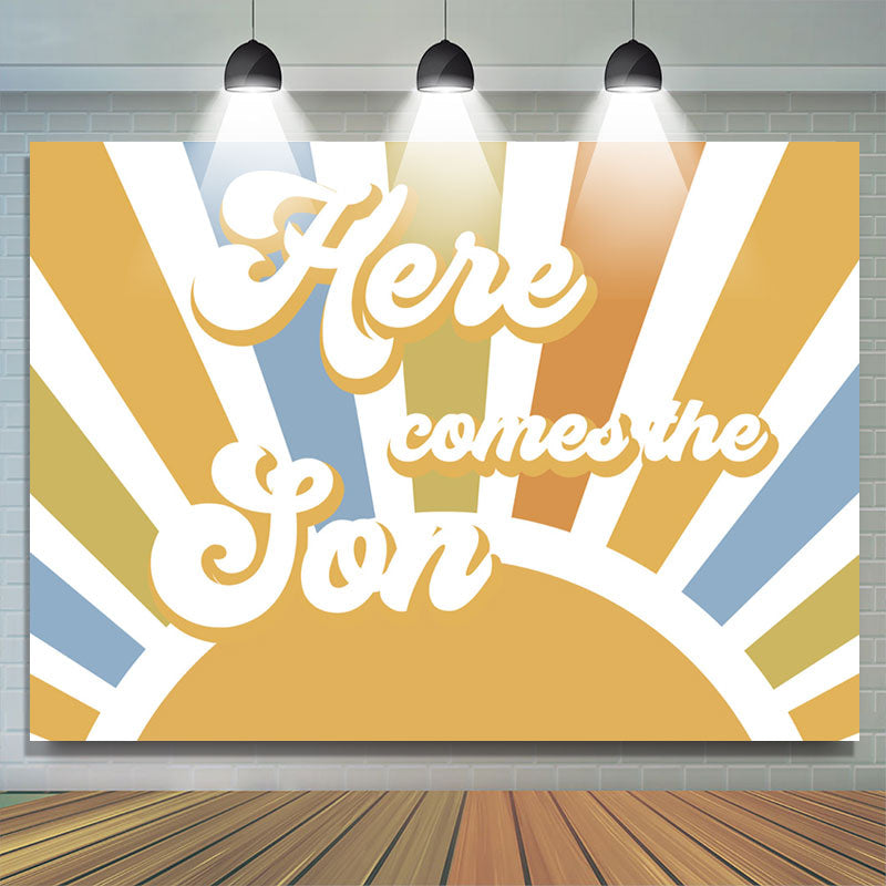 Lofaris Vintage Sun Here Comes The Son Baby Shower Backdrop