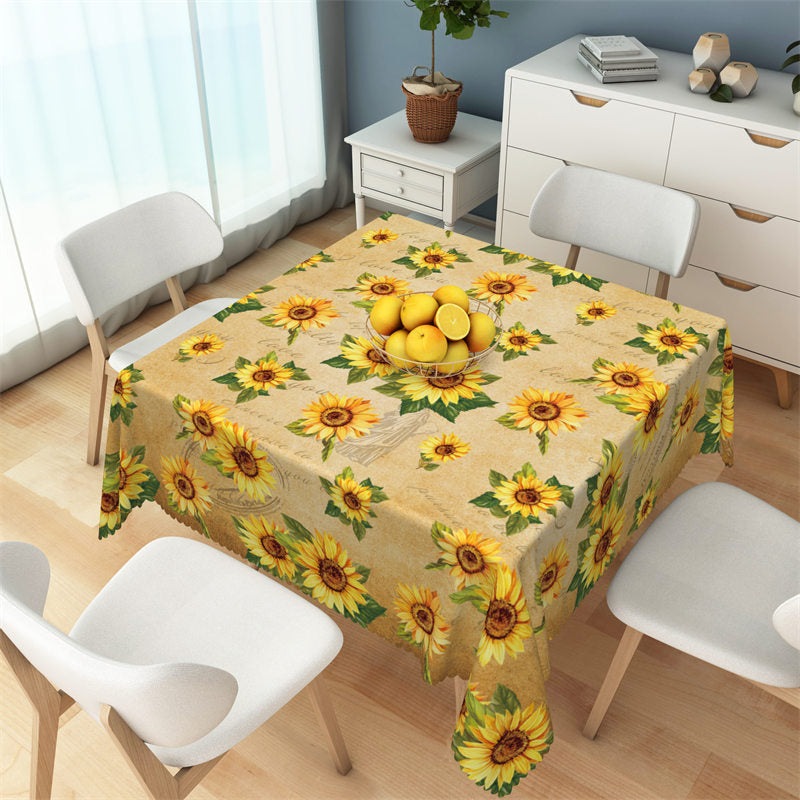 Lofaris Vintage Sunflowers Pattern Repeat Square Tablecloth