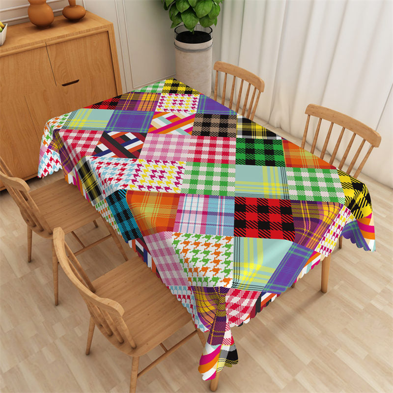 Lofaris Vintage Tartan Splice Plaid Rectangle Tablecloth