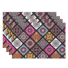 Lofaris Vintage Tribal Abstract Plaid Set Of 4 Placemats