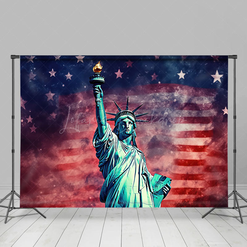 Lofaris Vintage Usa Flag Statue Independence Day Backdrop