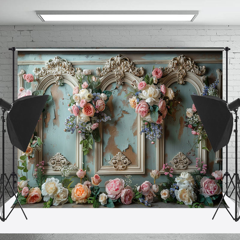 Lofaris Vintage Wall Floral Arch Door Wedding Backdrop